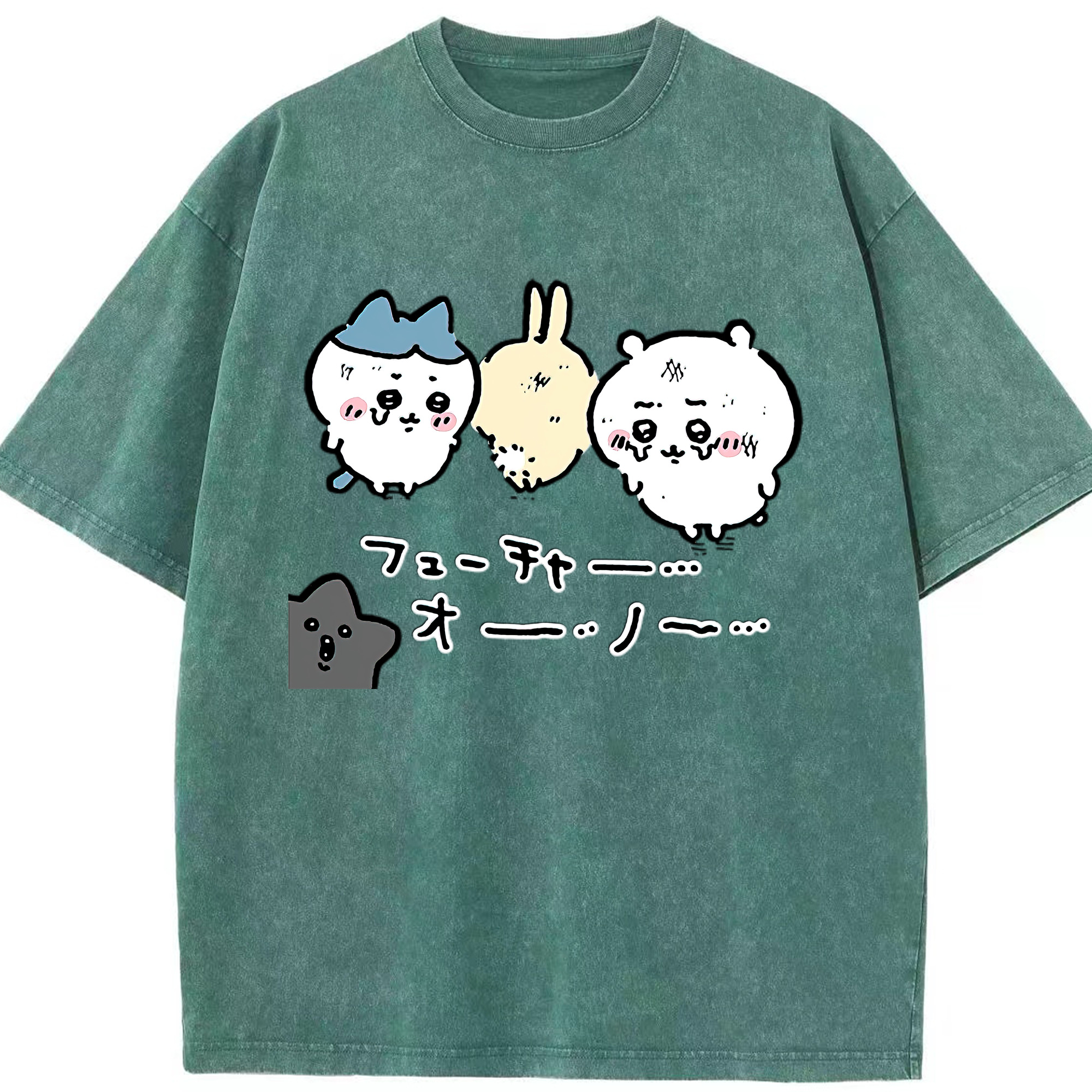 （画像用） ちいかわ ハチワレ Chii-kawa hachiware 綿100% ヴィンテージ風 半袖Tシャツ（フロントプリント）
